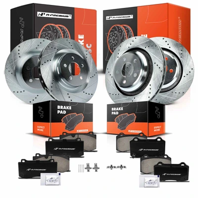 Front & Rear Drilled Rotors & Ceramic Brake Pads