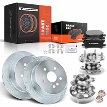 8 Pcs Rear Drilled Brake Rotor & Pads + Wheel Hub Bearing