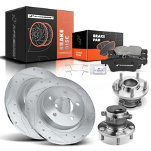 8 Pcs Rear Drilled Brake Rotor & Pads + Wheel Hub Bearing for 2005-2013 Mazda 3
