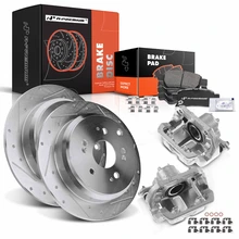 8 Pcs Rear Drilled Brake Rotors & Pads + Brake Calipers for 2005-2010 Honda Odyssey