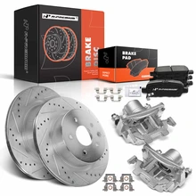 Rear Drilled Brake Rotors & Pads + Brake Calipers