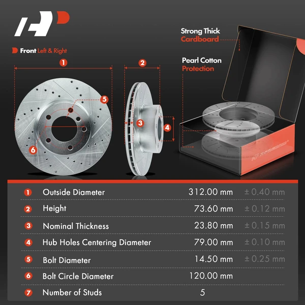 Drilled & Slotted Disc Brake Rotors and Ceramic Pads Kit, 12 Pcs, Front & Rear, A-Premium, APBRPS1540