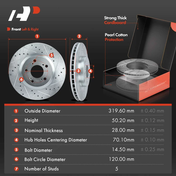 Brake Rotor and Pad Kit, 6 Pcs, Front Driver & Passenger, A-Premium, APBRPS662