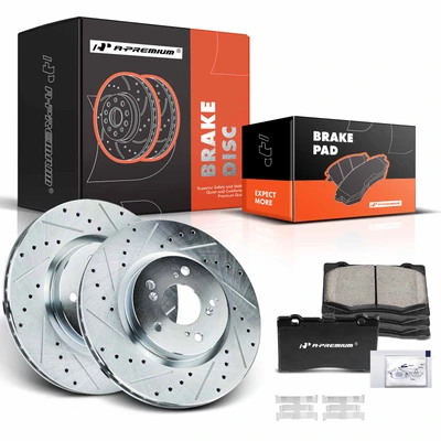Front Drilled Rotors & Ceramic Brake Pads