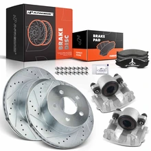 8 Pcs Front Drilled Brake Rotors & Pads + Brake Calipers