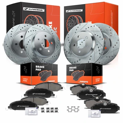 Front & Rear Drilled Rotors & Ceramic Brake Pads