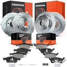 Front & Rear Drilled Rotors & Ceramic Brake Pads