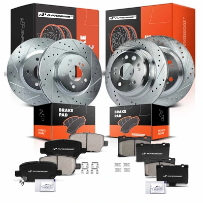 Front & Rear Drilled Rotors & Ceramic Brake Pads