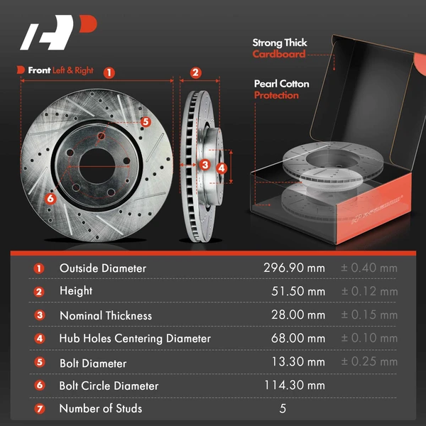 Drilled & Slotted Disc Brake Rotors and Ceramic Pads Kit, 12 Pcs, Front & Rear, A-Premium, APBRPS1336