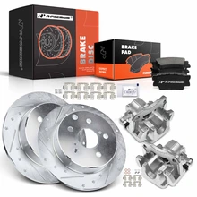 8 Pcs Rear Drilled Brake Rotors & Pads + Brake Calipers