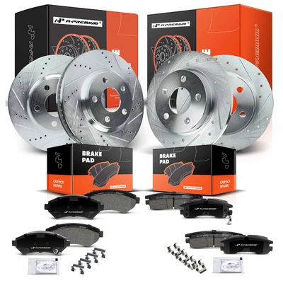 Front & Rear Drilled Rotors & Ceramic Brake Pads