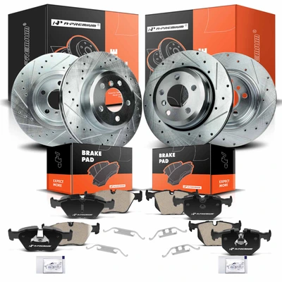 Front & Rear Drilled Rotors & Ceramic Brake Pads