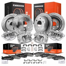 16 Pcs Front & Rear Drilled Brake Rotors & Pads + Brake Calipers