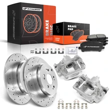 Rear Drilled Brake Rotors & Pads + Brake Calipers