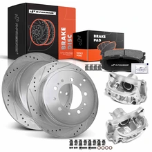 8 Pcs Rear Drilled Brake Rotors & Pads + Brake Calipers