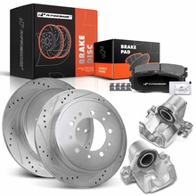 8 Pcs Rear Drilled Brake Rotors & Pads + Brake Calipers