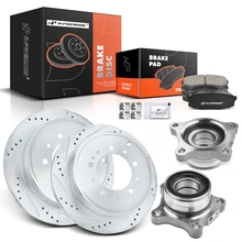 8 Pcs Rear Drilled Brake Rotor & Pads + Wheel Hub Bearing