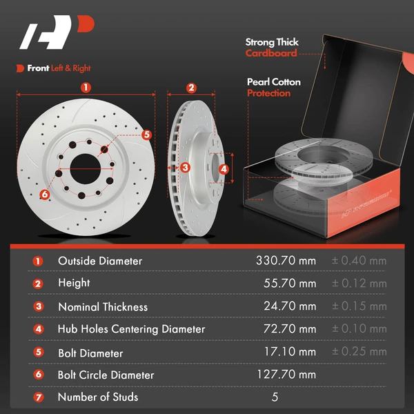 Drilled & Slotted Disc Brake Rotors and Ceramic Pads Kit, 12 Pcs, Front & Rear, A-Premium, APBRPS1544