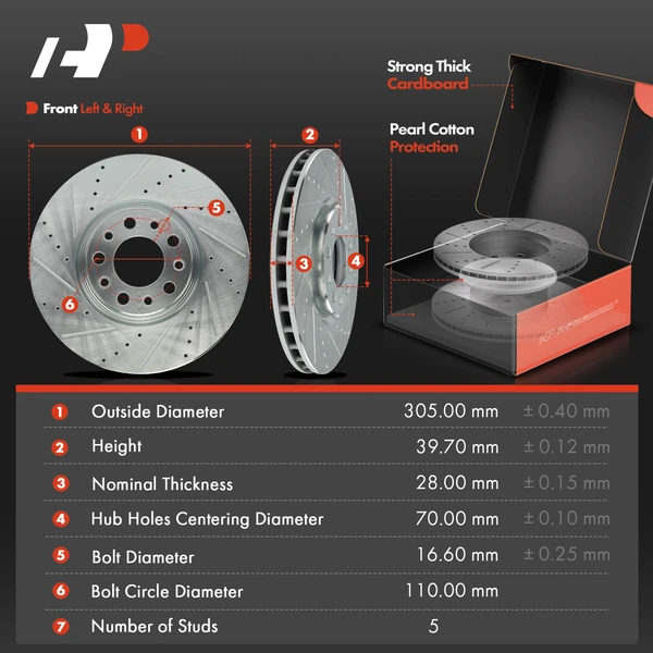 Drilled & Slotted Disc Brake Rotors and Ceramic Pads Kit, 12 Pcs, Front & Rear, A-Premium, APBRPS1547