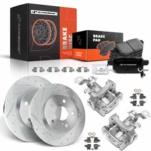 8 Pcs Rear Drilled Brake Rotors & Pads + Brake Calipers