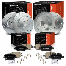 12 Pcs Front & Rear Drilled Rotors & Ceramic Brake Pads