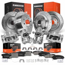 16 Pcs Front & Rear Drilled Brake Rotors & Pads + Brake Calipers