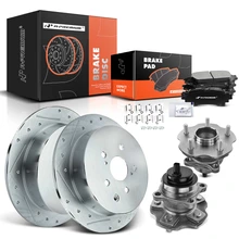 8 Pcs Rear Drilled Brake Rotor & Pads + Wheel Hub Bearing