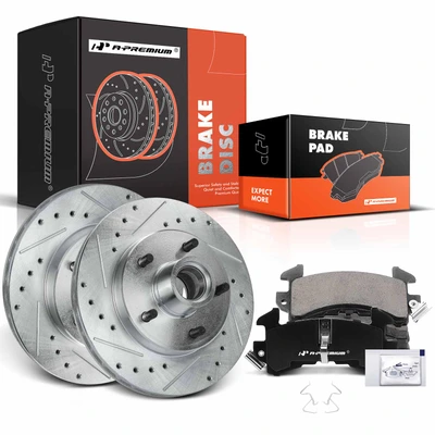 Front Drilled Rotors & Ceramic Brake Pads