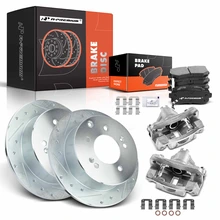 8 Pcs Rear Drilled Brake Rotors & Pads + Brake Calipers