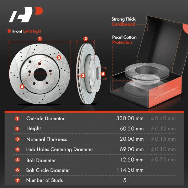 Drilled & Slotted Disc Brake Rotors and Ceramic Pads Kit, 12 Pcs, Front & Rear, A-Premium, APBRPS1552