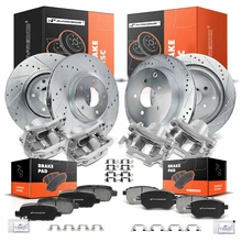 16 Pcs Front & Rear Drilled Brake Rotors & Pads + Brake Calipers for Nissan Murano 2012