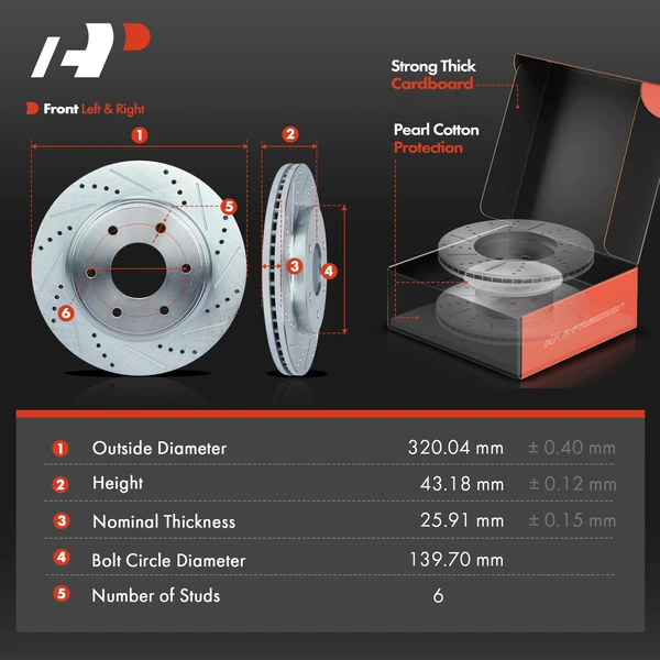 Drilled & Slotted Disc Brake Rotors and Ceramic Pads Kit, 12 Pcs, Front & Rear, A-Premium, APBRPS690