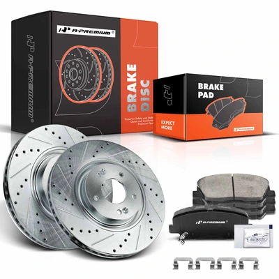 Front Drilled Rotors & Ceramic Brake Pads