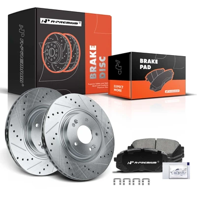 Front Drilled Rotors & Ceramic Brake Pads