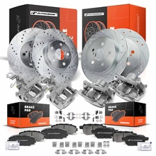 16 Pcs Front & Rear Drilled Brake Rotors & Pads + Brake Calipers