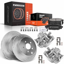 8 Pcs Rear Drilled Brake Rotors & Pads + Brake Calipers