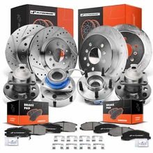 16 Pcs Front & Rear Drilled Brake Rotor & Pads + Wheel Hub Bearing for 2006-2010 Chevrolet Impala