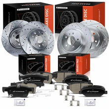 12 Pcs Front & Rear Drilled Brake Rotors & Brake Pads