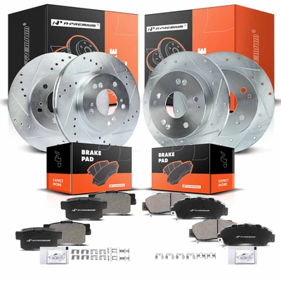 Front & Rear Drilled Rotors & Ceramic Brake Pads