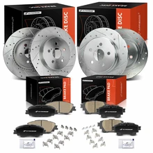 2019-2022 Toyota Corolla Drilled & Slotted Disc Brake Rotors and Ceramic Pads Kit, 12 Pcs, Front & Rear, A-Premium, APBRPS1356