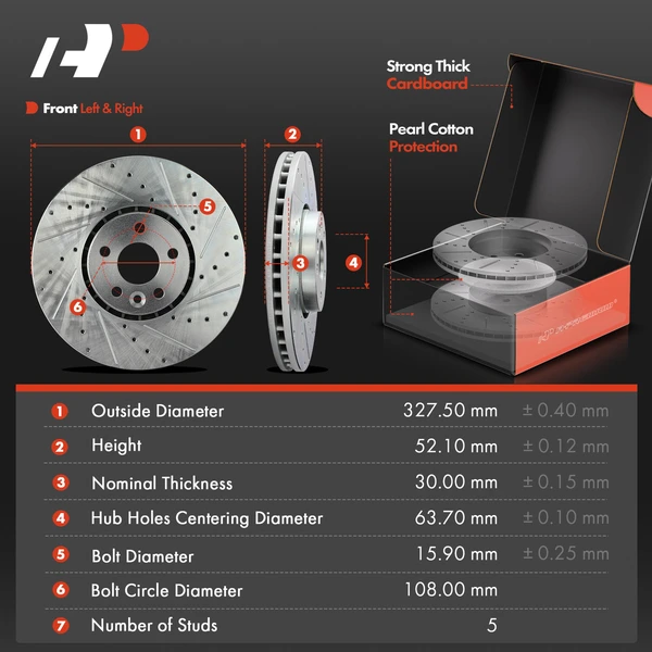 Drilled & Slotted Disc Brake Rotors and Ceramic Pads Kit, 12 Pcs, Front & Rear, A-Premium, APBRPS1353