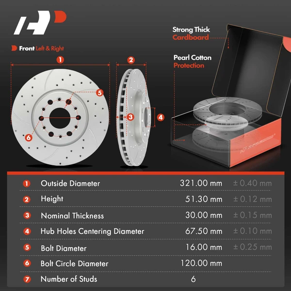 Drilled & Slotted Disc Brake Rotors and Ceramic Pads Kit, 12 Pcs, Front & Rear, A-Premium, APBRPS1559