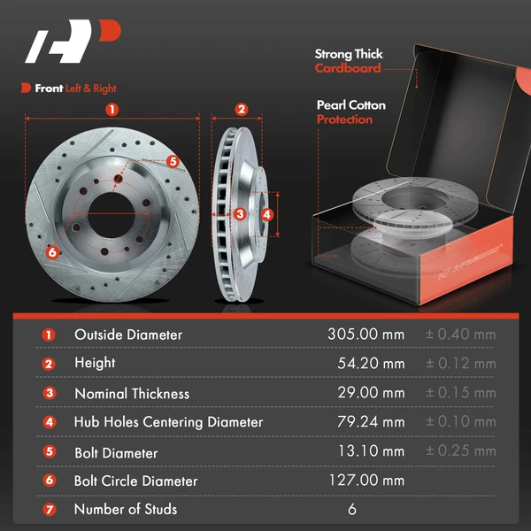 Drilled & Slotted Disc Brake Rotors and Ceramic Pads Kit, 12 Pcs, Front & Rear, A-Premium, APBRPS472