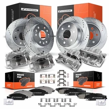 16 Pcs Front & Rear Drilled Brake Rotors & Pads + Brake Calipers