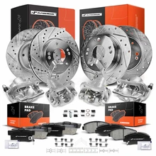 16 Pcs Front & Rear Drilled Brake Rotors & Pads + Brake Calipers