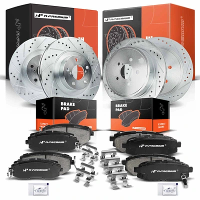 Front & Rear Drilled Rotors & Ceramic Brake Pads