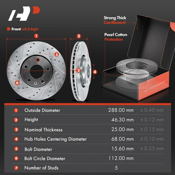 Drilled & Slotted Disc Brake Rotors and Ceramic Pads Kit, 12 Pcs, Front & Rear, A-Premium, APBRPS1563