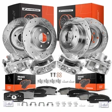 16 Pcs Front & Rear Drilled Brake Rotors & Pads + Brake Calipers