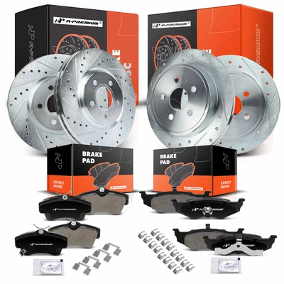 Front & Rear Drilled Rotors & Ceramic Brake Pads
