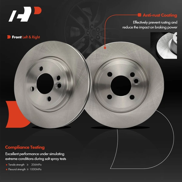 2 Pcs Front Disc Brake Rotors for Mini Cooper 2002-2006